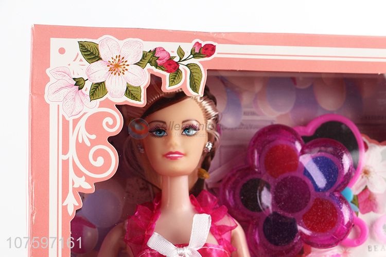 Hot sale 11inch solid body moveable joints pretty girl doll set