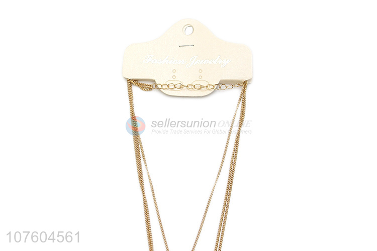 Wholesale popular 3 tier chain necklace fashion disc pendant necklace