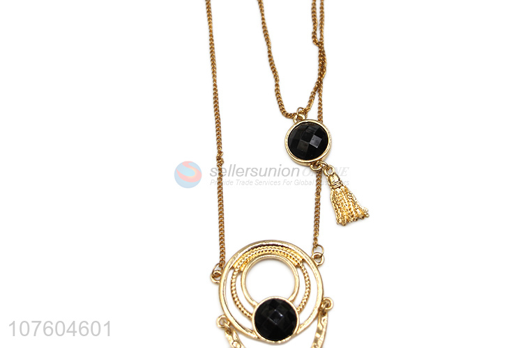 China factory 3 tier chain necklace pendant necklace with tassels