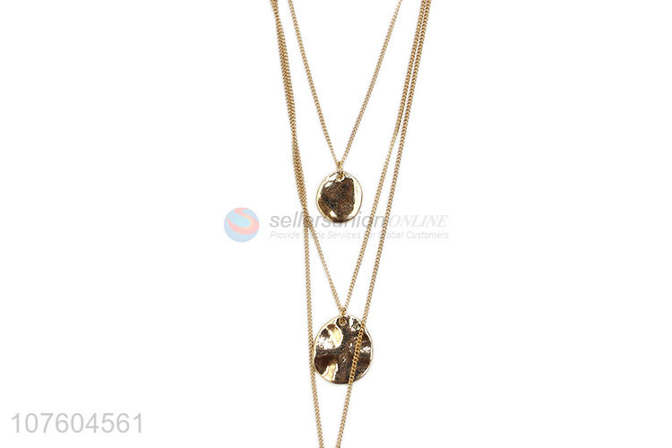 Wholesale popular 3 tier chain necklace fashion disc pendant necklace