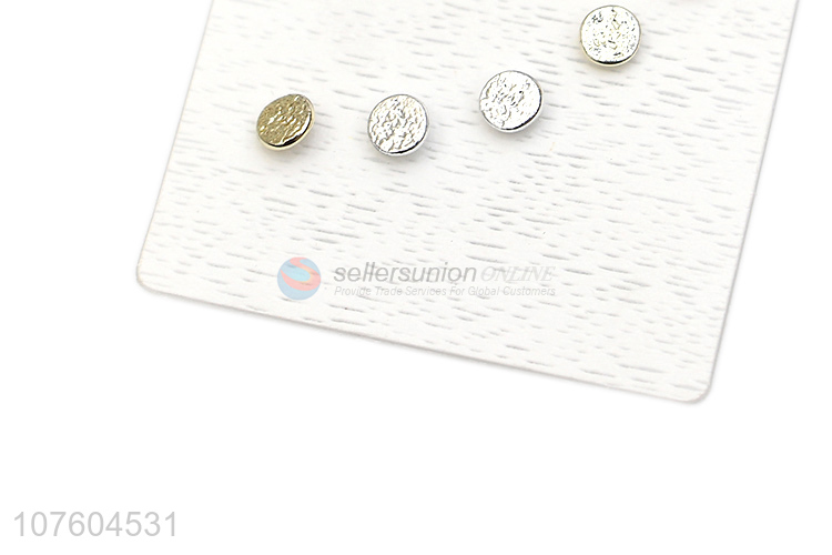 Popular products round flat textured alloy ear stud set fashion accessories