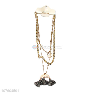 Hot selling 3 tier chain necklace with tassels women necklace