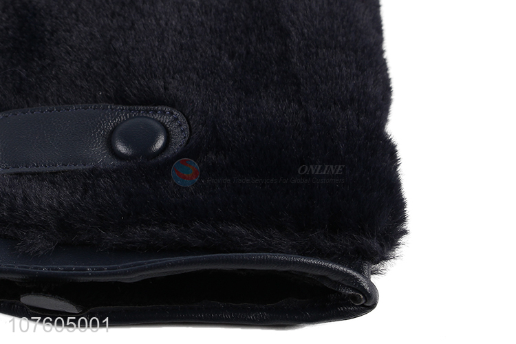 Hot selling outdoor faux fur gloves ladies pu leather driving gloves
