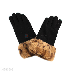 New arrival ladies outdoor faux fur gloves winter warm driving gloves