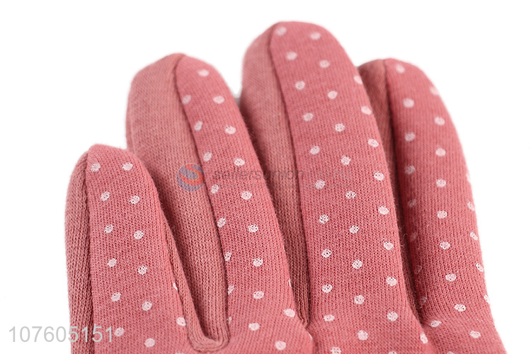 China manufacturer women outdoor fleece gloves polka dot winter gloves