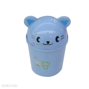 Good quality mini cartoon bear plastic trash can desktop waste bin