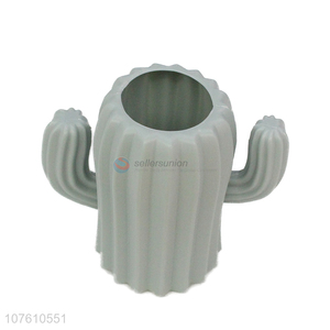Most popular creative catcus shape plastic vase imitation ceramic vase