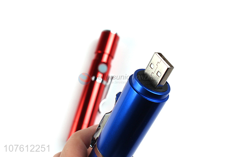 Good quality mini usb charging led flashlight portable aluminum flashlight
