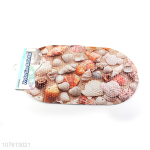 New design popular conch printed anti-slip pvc bath mat with suction cup