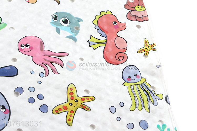Promotional cheap cartoon sea animal printed pvc bath mat massage shower mat
