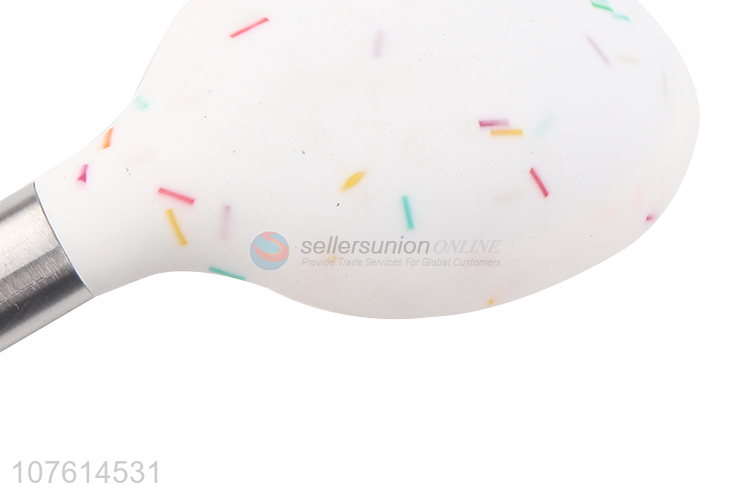 Factory price creative stainless steel handle silicone spoon for kitchen