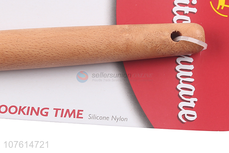 Factory direct sale cooking utensils wooden handle silicone spoon
