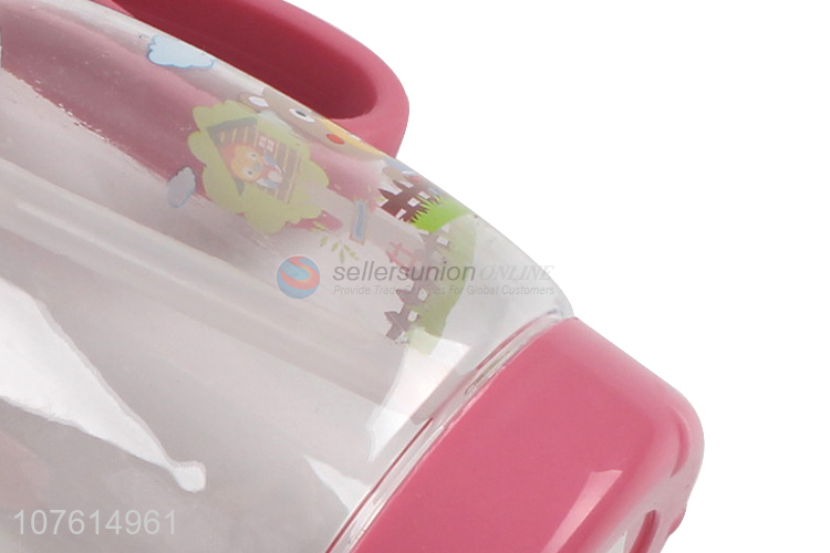 Good quality animal design children plastic water bottle with handles & straw