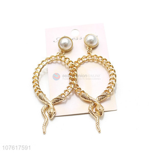 Custom Gold Simulation Snake Alloy Stud Earrings For Sale