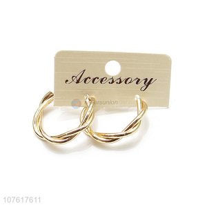 New Design Gold Metal Twist Circle Hoop Earring Fashion Jewelry