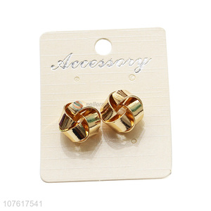Best Selling Gold Twist Knotted Metal Earrings Fashion Jewelry