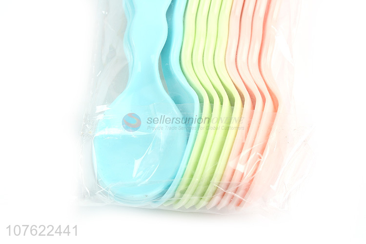 Hot sale macaron color disposable plastic spoon plastic yogurt spoon