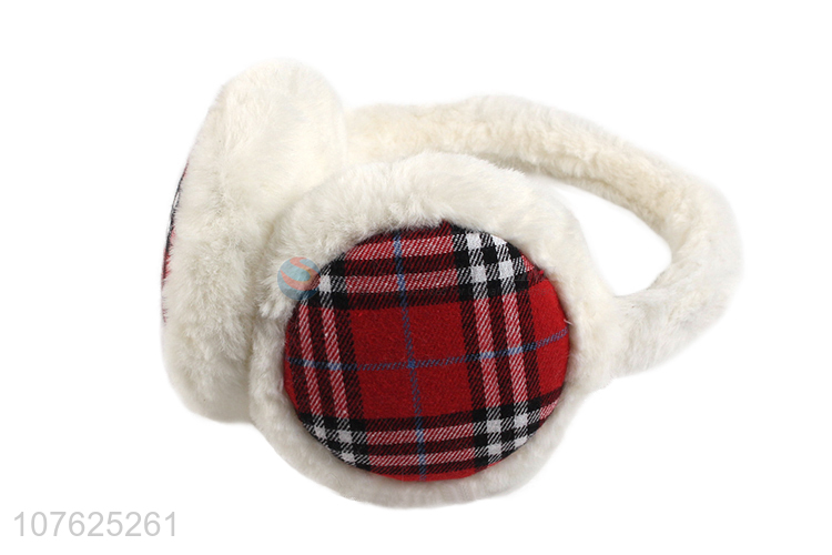 Good sale fashion plaid plush ear muff fuzzy polyester ear covers