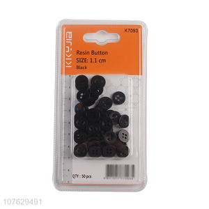 Promotional cheap 11mm round black resin buttons clothing accessories