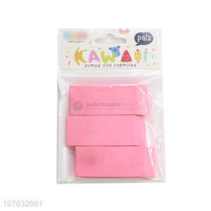 Good Quality 3 Pieces Rectangle Eraser Students Stationery