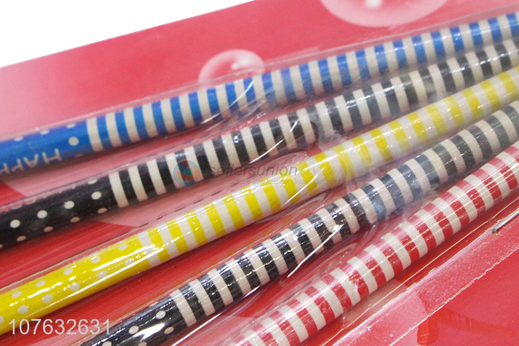 Fashion Design 5 Pieces Pencil With Round Eraser Set