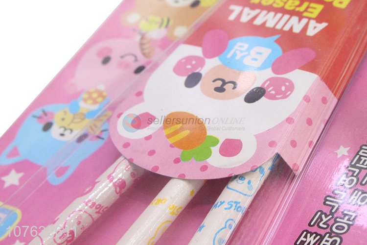 Wholesale 3 Pieces Pencil With Animal Eraser Stationery Set