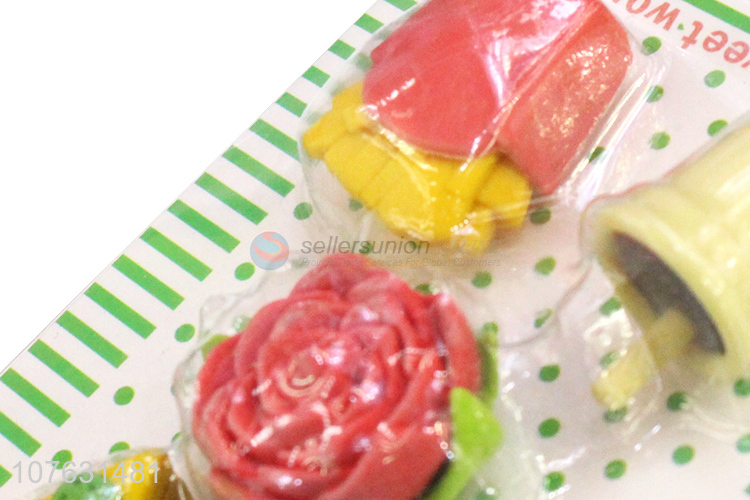 Good Sale Delicious Food Shape Colorful Eraser For Students