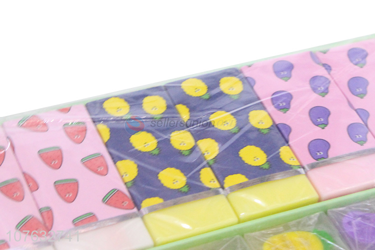 Hot Selling Colorful Fruit Pattern Rectangle Eraser Set