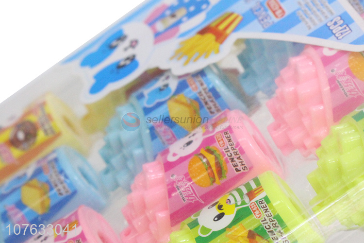 Wholesale 12 Pieces Colorful Fries Shape Plastic Pencil Sharpener Set