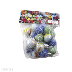 Low price milk white three-color pattern solid glass ball craft 20 capsules