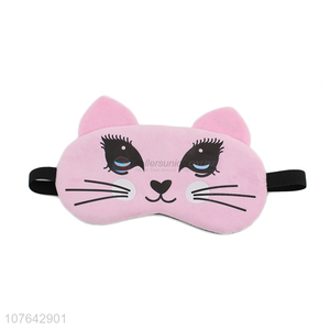 Custom kawaii cartoon cat gel blindfold fleecy sleeping eye mask