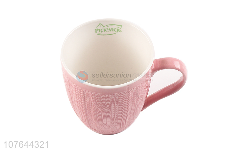 New style pink ceramic water cup milk mug with handle