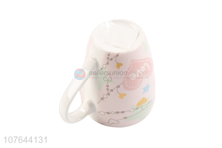 Colourful printing low price top quality ceramic water cup with handle