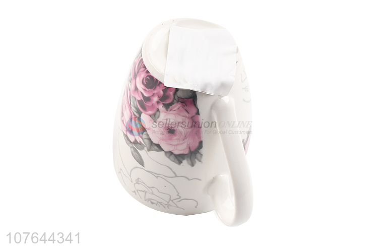Flowers printing colourful durable ceramic water cup milk mug for household