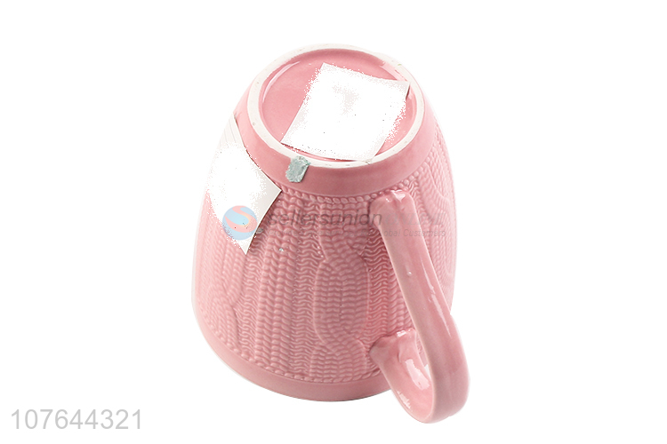 New style pink ceramic water cup milk mug with handle