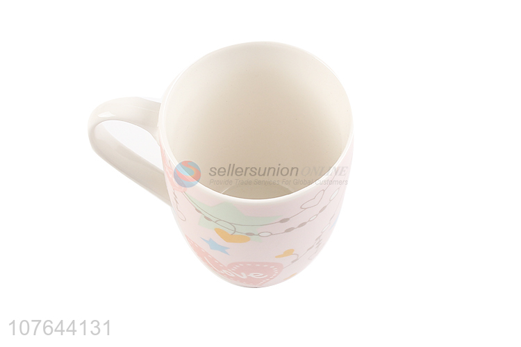 Colourful printing low price top quality ceramic water cup with handle