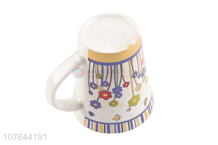 Best selling flower printing cheap price ceramic water cup coffee cup