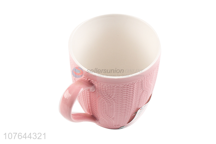 New style pink ceramic water cup milk mug with handle