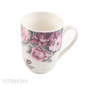 Flowers printing colourful durable ceramic water cup milk mug for household