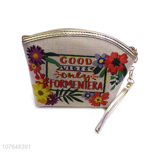 Fashion Flower Pattern Colorful Polyester Cosmetic Bag