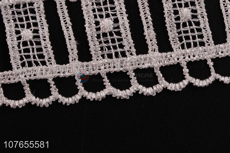 Wholesale white embroidered flower lace sewing fabric roll lace ribbon lace