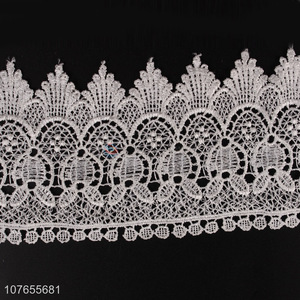 Wholesale garment accessory white flower lace trim ribbon for garment 