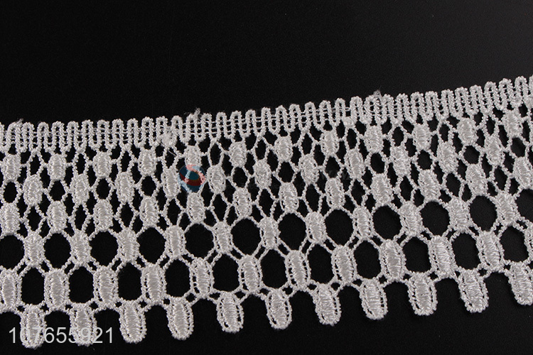 Wholesale white  high quality flower style fabric lace ribbon 