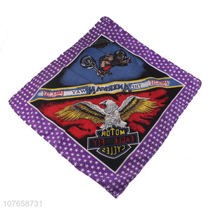 High quality purple eagle logo custom polyester square scarf