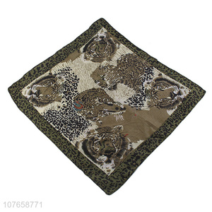 Ethnic decorative square scarf with unique tiger and leopard pattern 