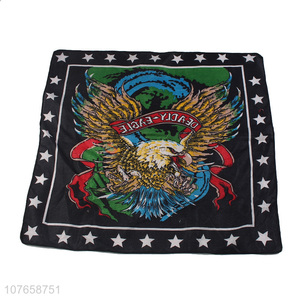 Good quality printing and dyeing turban black flying eagle decoration square scarf