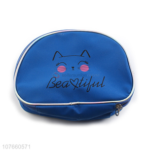 Hot sale blue portable cosmetic handbag travel makeup bag
