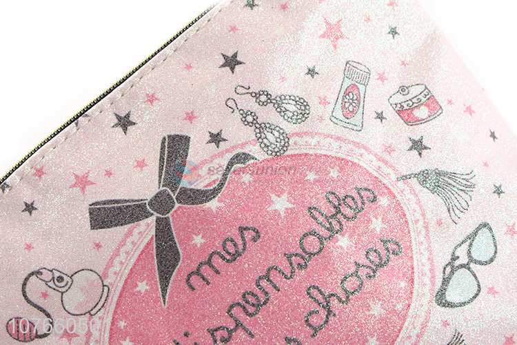 Good quality light pink detachable hand strap wash bag cosmetic bag