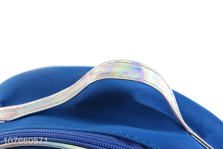 Hot sale blue portable cosmetic handbag travel makeup bag