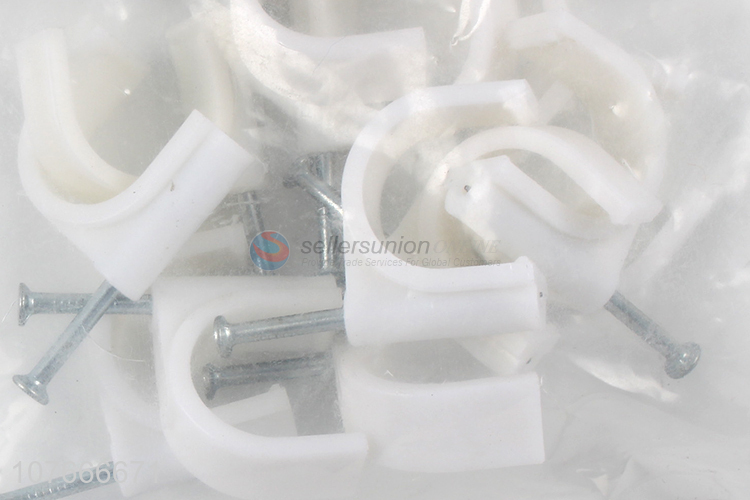 PE material circle cable clips electrical wire nail cable clip